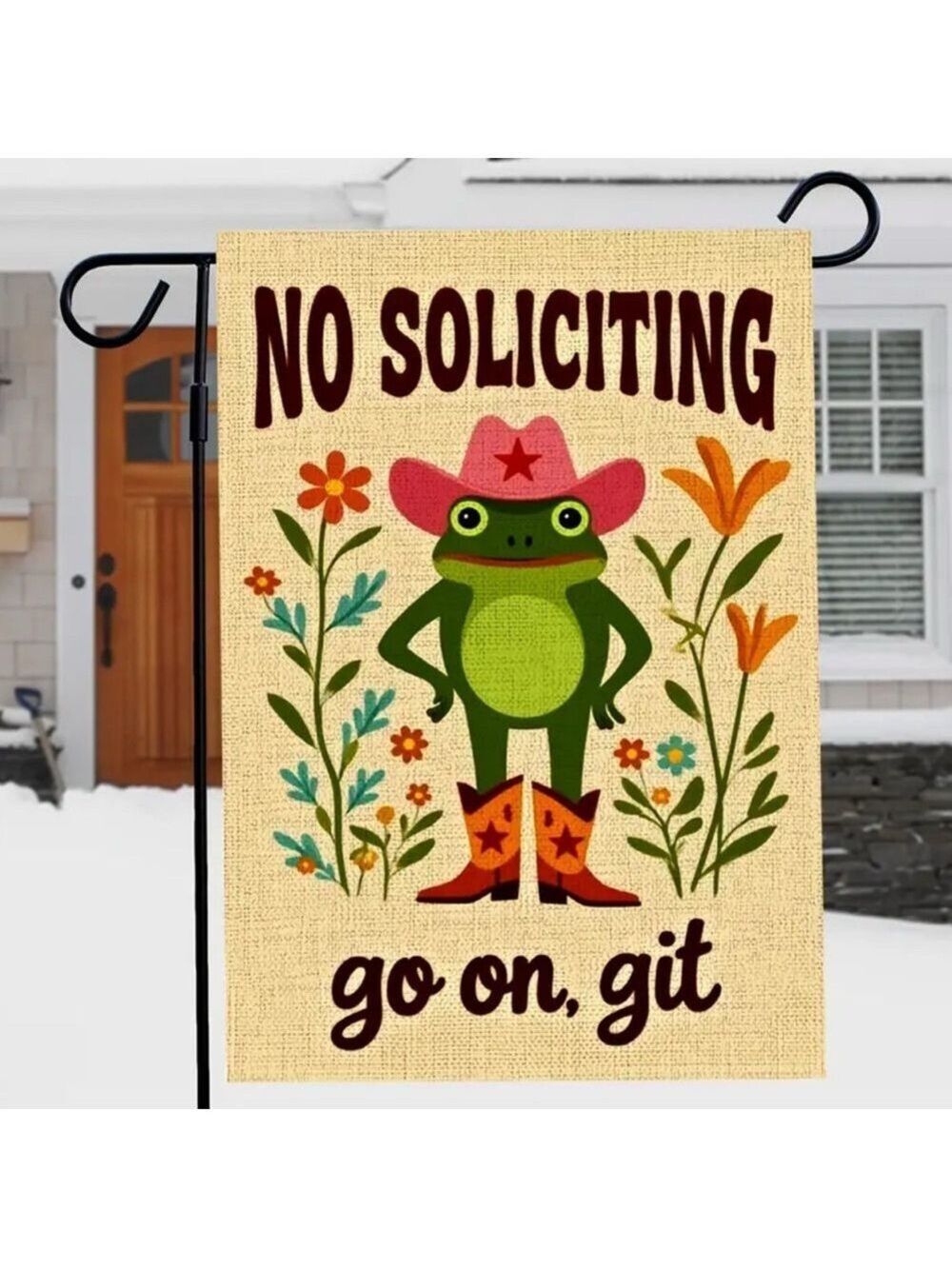 Frog Garden Flag with Cowboy Hat and Boots 12 x 18